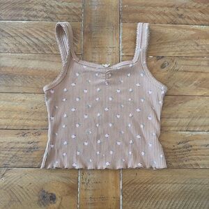 Old Navy Brown Floral Ribbed Tank Top